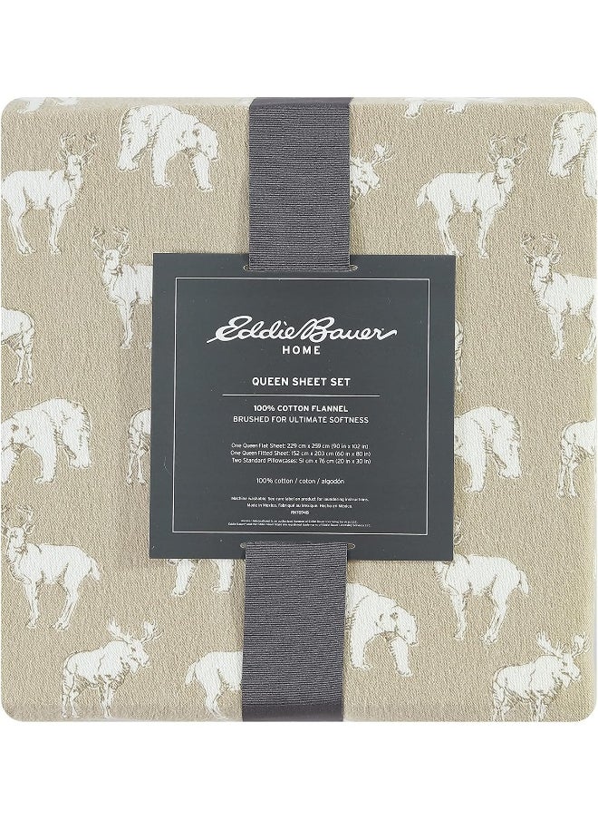 Eddie Bauer - Full Sheets, Cotton Flannel Bedding Set, Brushed for Extra Softness, Cozy Home Decor (Buckhead Ridge, Full)