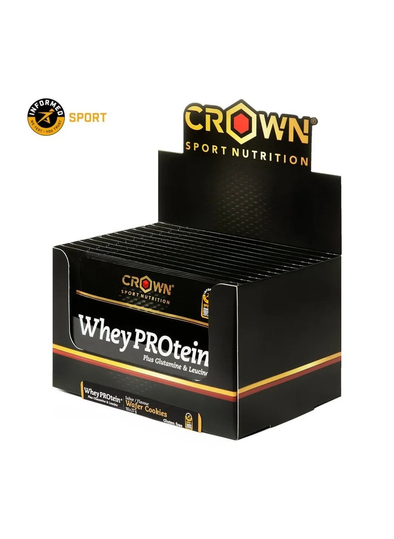 Crown Sport Nutrition - Pure Whey Protein - Wafer Cookies Flavor, Sachet Box of 10 Units
