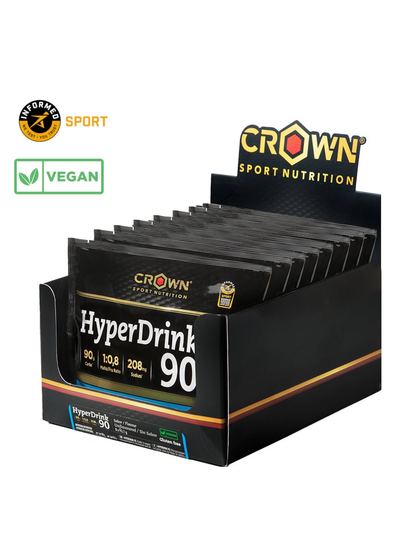 Crown Sport Nutrition HyperDrink 90, Very High Carbohydrate Drink, Neutral Flavor, Box of 8 Units