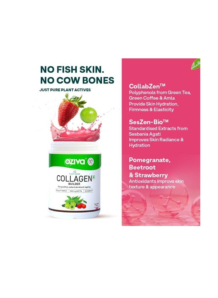 Plant Based Collagen Builder with Biotin & Silica, Acai Berry, Bamboo Shoot, Sea Buckthorn for Anti Aging Beauty, 0.55 lbs, 100% Natural & Vegan Friendly (8.81 oz)