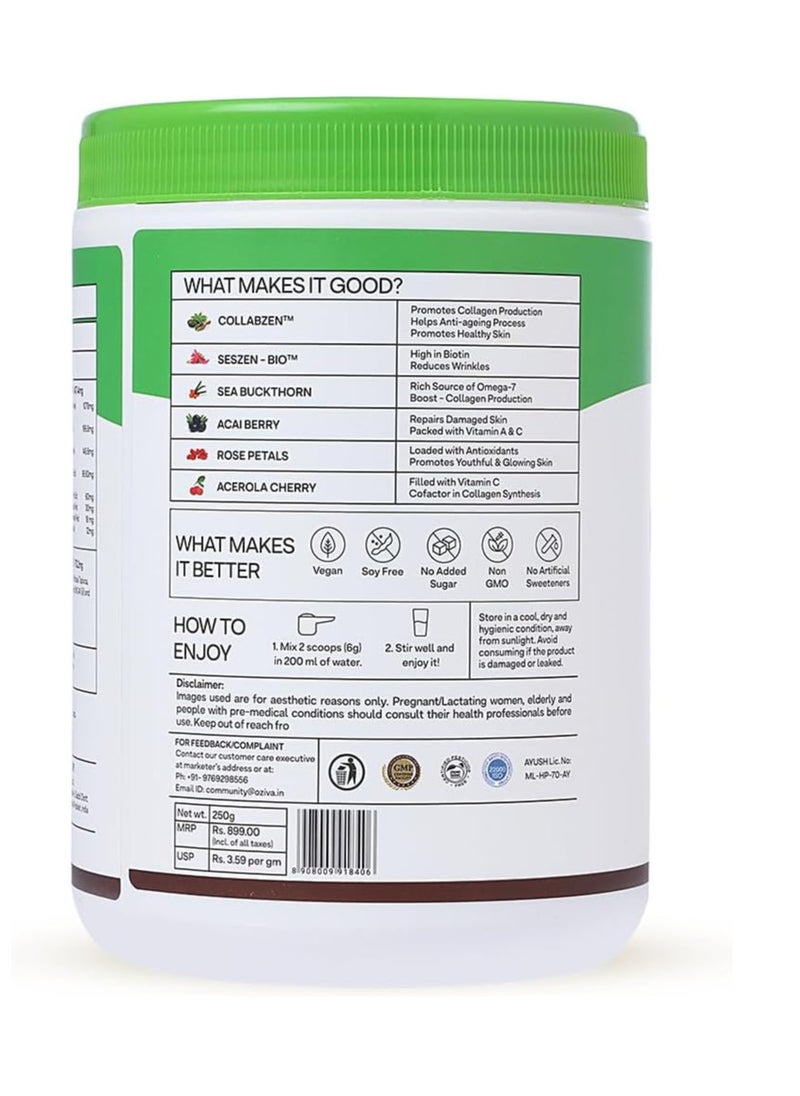 Plant Based Collagen Builder with Biotin & Silica, Acai Berry, Bamboo Shoot, Sea Buckthorn for Anti Aging Beauty, 0.55 lbs, 100% Natural & Vegan Friendly (8.81 oz)