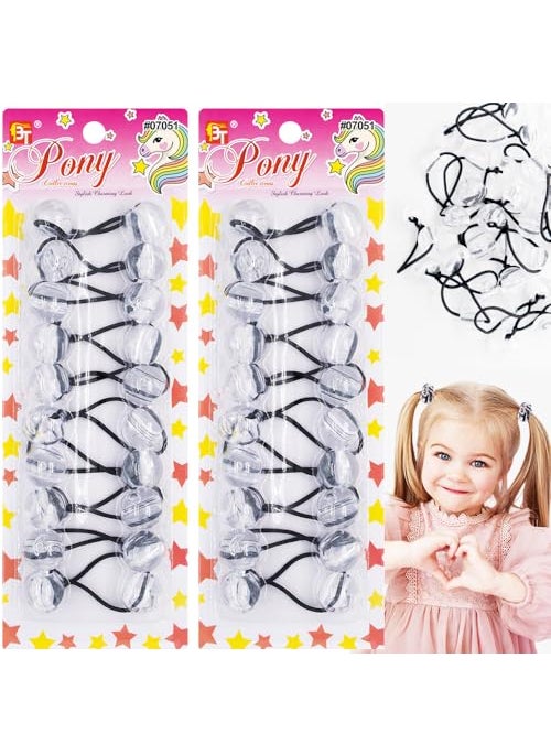 20 Pcs Hair Ties 20mm Ball Bubble Ponytail Holders Colorful Clear Assorted Elastic Accessories for Kids Children Girls (Clear)