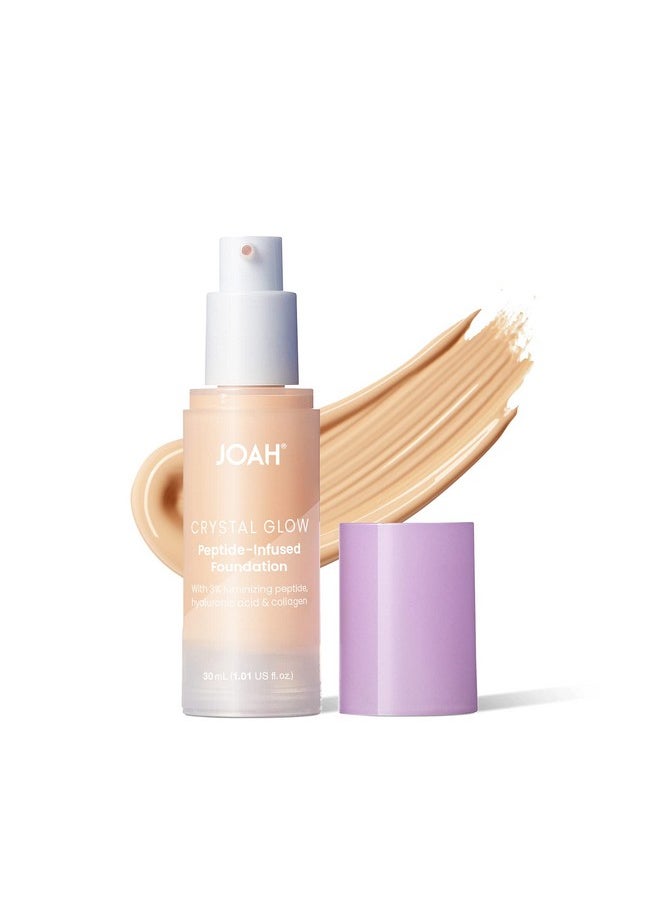 JOAH Crystal Glow Peptide-Infused Foundation, 2-in-1 Multitasking Korean Makeup with Blurring Face Primer, Luminizer, Hydration & Skin Defense for a Flawless Finish, 1.01 Oz, Fair Neutral