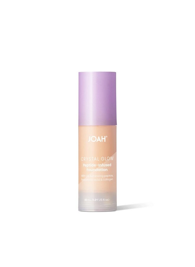 JOAH Crystal Glow Peptide-Infused Foundation, 2-in-1 Multitasking Korean Makeup with Blurring Face Primer, Luminizer, Hydration & Skin Defense for a Flawless Finish, 1.01 Oz, Fair Neutral
