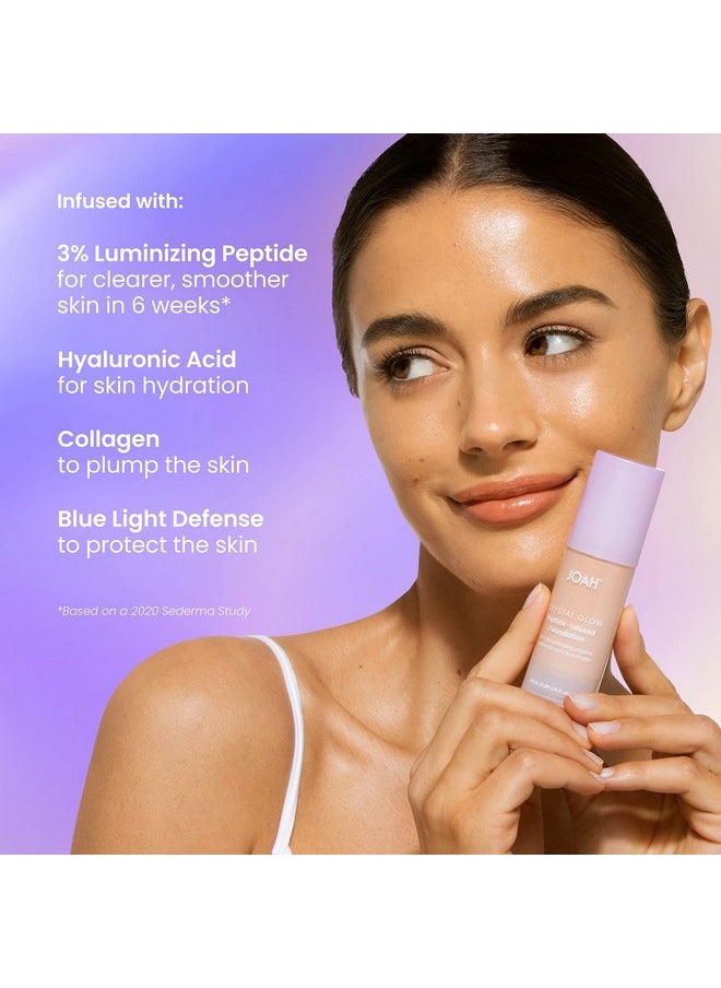 JOAH Crystal Glow Peptide-Infused Foundation, 2-in-1 Multitasking Korean Makeup with Blurring Face Primer, Luminizer, Hydration & Skin Defense for a Flawless Finish, 1.01 Oz, Fair Neutral