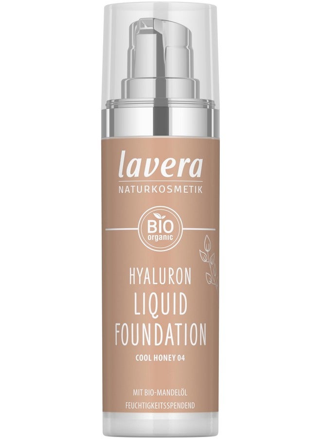 lavera Hyaluron Liquid Foundation - Cool Honey 04 - Foundation Make Up with Hyaluron & Almond Oil for a Flawless Complexion - Face Make Up - PETA Certified - Vegan - Made in Germany - 1 Fl Oz
