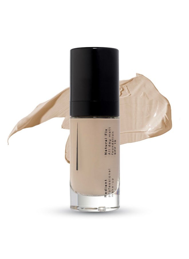 Radiant Professional Natural Fix All Day Matte Cream Foundation - Long Wear High Coverage Face Makeup Foundation With SPF 15 - Oil Free Matte Finish - For All Skin Types-1.01 oz. (00 Alabaster)