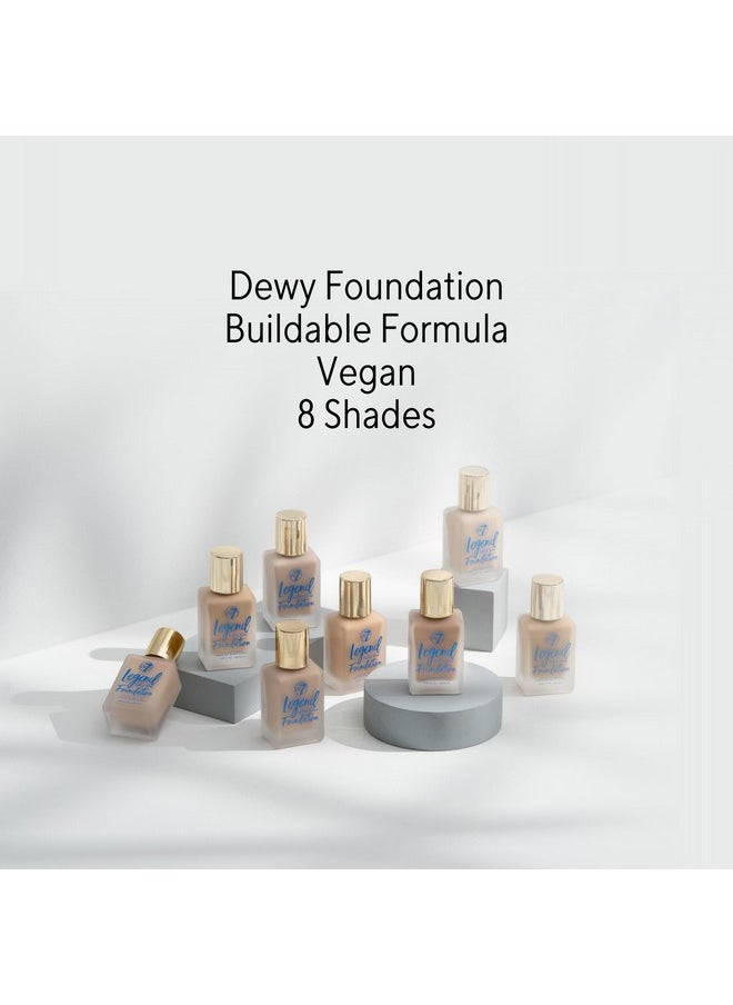 W7 Legend Foundation - Creamy Liquid Foundation for Poreless, Semi-Matte Medium Coverage - 28ml (Fresh Beige)