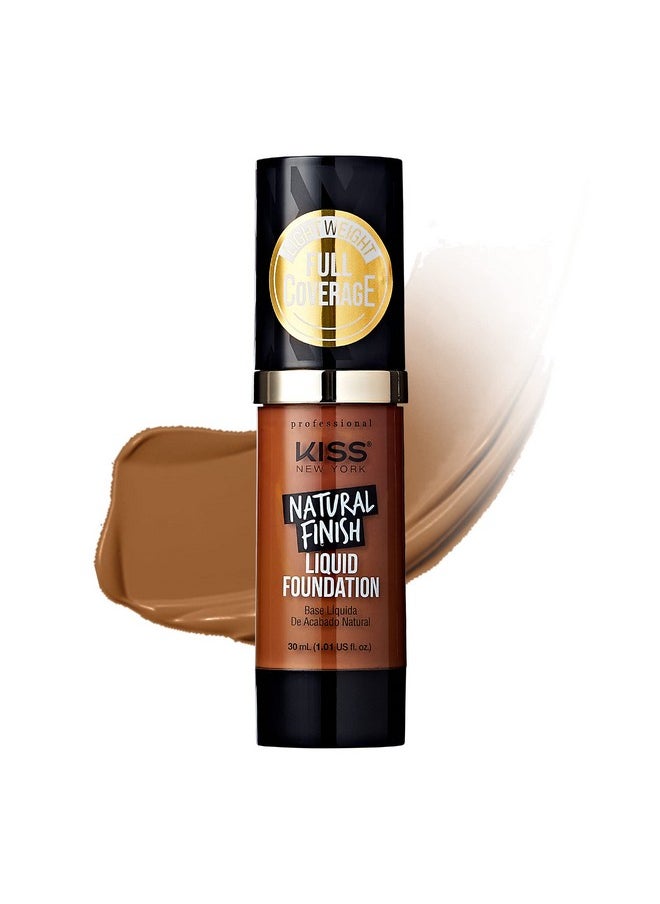 Kiss New York Professional Liquid Foundation - Lightweight and Hydrating Formula, Natural Finish, Control Shine, Cover Pores, Medium to Full Coverage, Green Tea Extract (Caramel)