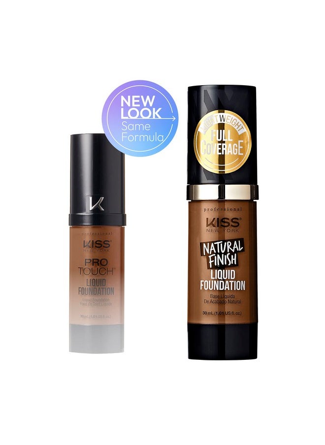 Kiss New York Professional Liquid Foundation - Lightweight and Hydrating Formula, Natural Finish, Control Shine, Cover Pores, Medium to Full Coverage, Green Tea Extract (Caramel)