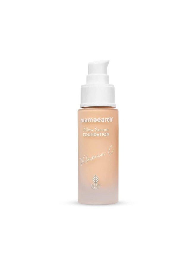 Mamaearth Glow Serum Medium Foundation Dewy With Vitamin C & Turmeric For 12-Hour Long Stay - 01 Ivory Glow - 30 Ml, Normal