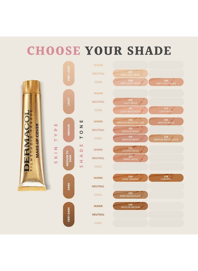 Dermacol - Full Coverage Foundation, Liquid Makeup Matte Foundation with SPF 30, Waterproof Foundation for Oily Skin, Acne, & Under Eye Bags, Long-Lasting Makeup Products, 30g, Shade 222