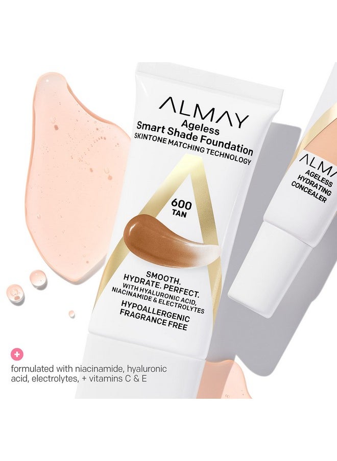 Almay Anti-Aging Foundation, Smart Shade Face Makeup with Hyaluronic Acid, Niacinamide, Vitamin C & E, Hypoallergenic-Fragrance Free, 200 Light Medium, 1 Fl Oz (Pack of 1)