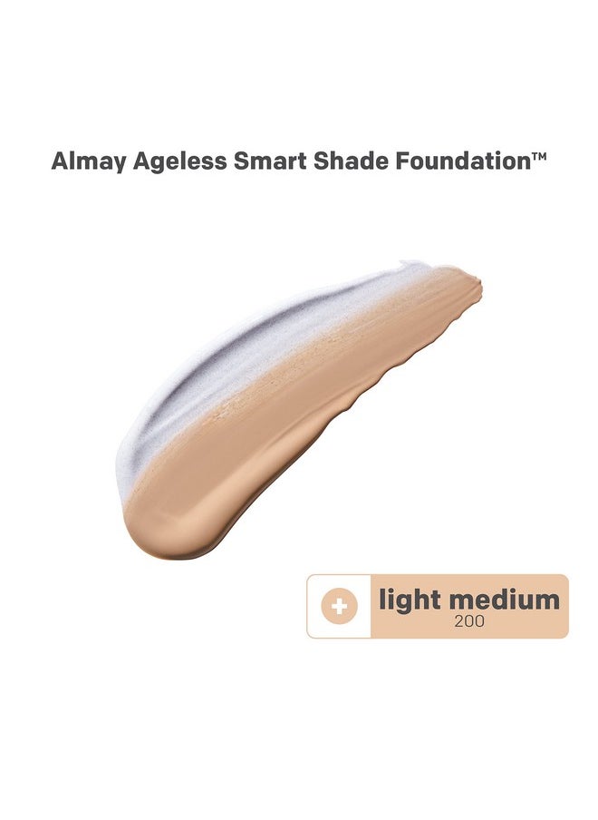 Almay Anti-Aging Foundation, Smart Shade Face Makeup with Hyaluronic Acid, Niacinamide, Vitamin C & E, Hypoallergenic-Fragrance Free, 200 Light Medium, 1 Fl Oz (Pack of 1)