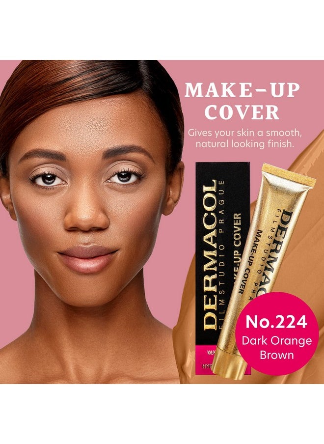 Dermacol - Full Coverage Foundation, Liquid Makeup Matte Foundation with SPF 30, Waterproof Foundation for Oily Skin, Acne, & Under Eye Bags, Long-Lasting Makeup Products, 30g, Shade 224