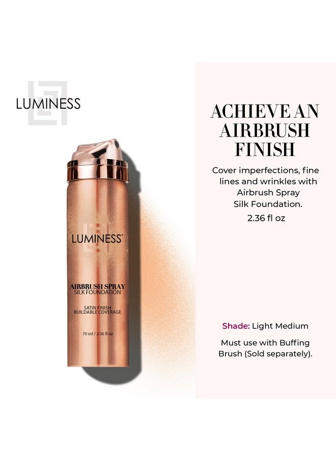 LUMINESS Silk Airbrush Spray Foundation - Full Coverage Foundation - Formula Hydrates & Moisturizes with Hyaluronic Acid, Aloe Vera & Hydrolyzed Silk (Shade - Light Medium)