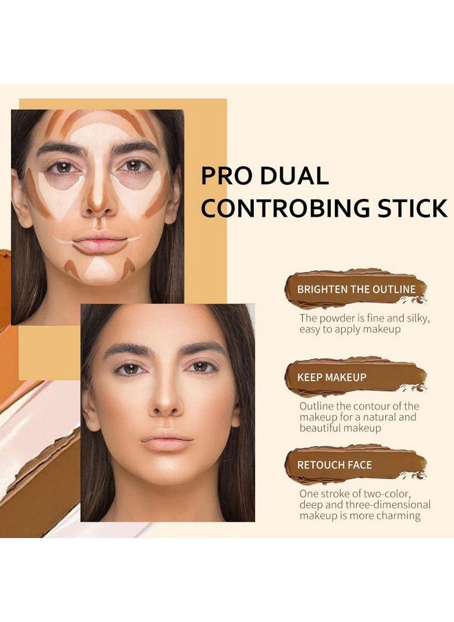 4 Colors Cream Contour Sticks Makeup Kit, Primer Face Highlighter Contouring for Beginners, Highlight and Contour Kit, Cream Concealer Makeup Blur Stick, Primer Face Corrector 1#,3#