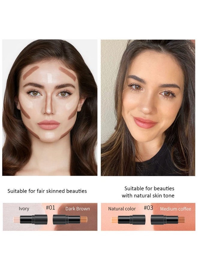 4 Colors Cream Contour Sticks Makeup Kit, Primer Face Highlighter Contouring for Beginners, Highlight and Contour Kit, Cream Concealer Makeup Blur Stick, Primer Face Corrector 1#,3#