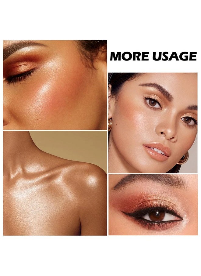 Boobeen Blush and Highlighter Palette- 4-color Metallic Shimmer Shadow Powder, Illuminator Makeup Set for Shading, Highlighting & Defining the Face