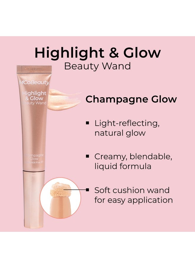 MCoBeauty Highlight & Glow Beauty Wand, Champagne Glow, Luminous Highlight for Radiance Skin, Vegan, Cruelty Free Cosmetics