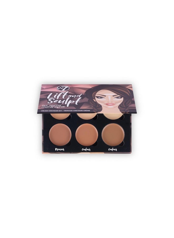 W7 Lift & Sculpt Cream Contour Kit - Concealing, Highlighting & Contouring Makeup Palette - Step-by-Step Instructions Included