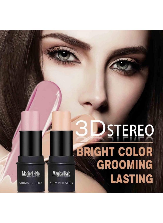 SUMEITANG 4 Pcs Cream Contour Foundation Stick, Highlighter & Bronzer Pen, Face Brightens & Shades Pencil, Highlighting Shade Longwear Makeup, Highlight Bronzer Shaping Trimming Stick Cream