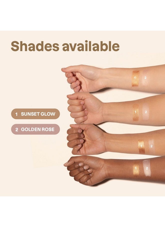 ATTITUDE Oceanly Lightweight Highlighter Stick, Titanium Dioxide-Free, EWG Verified, Plastic-Free, Vegan & Cruelty-free Makeup, Golden Rose, 0.3 Ounces