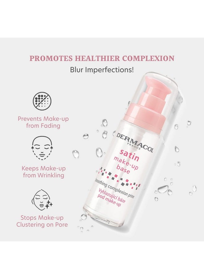 Dermacol - Satin Makeup Base, Matte Face Primer for Wrinkles and Pores, Transparent Makeup Primer for Oily Skin & Dry and Combination Skin, Easy to Blend Pore Filling Primer, No Preservatives, 30 mL