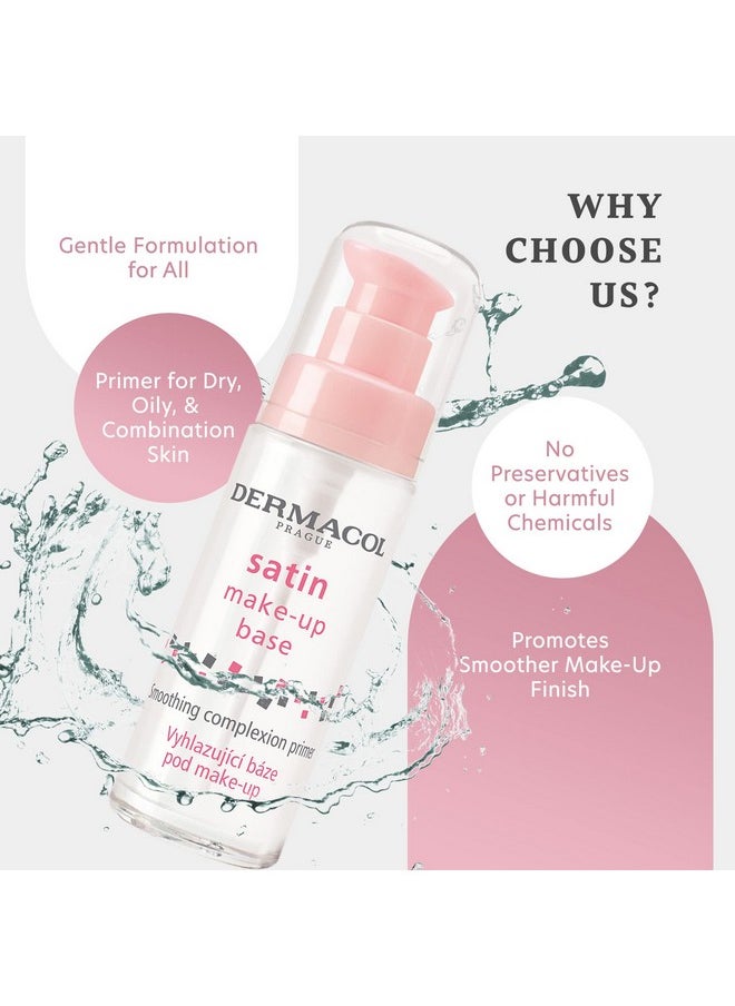 Dermacol - Satin Makeup Base, Matte Face Primer for Wrinkles and Pores, Transparent Makeup Primer for Oily Skin & Dry and Combination Skin, Easy to Blend Pore Filling Primer, No Preservatives, 30 mL