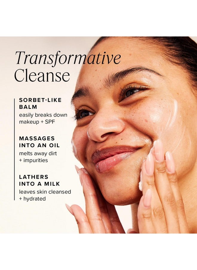 Farmacy Makeup Remover Cleansing Balm - Green Clean Waterproof Makeup Remover + Oil Based Cleanser - Gentle Exfoliating Double Cleanser - Melts From Balm to Milky Lather (200ml)