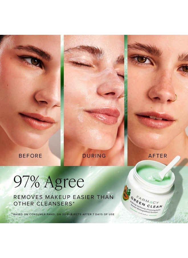 Farmacy Makeup Remover Cleansing Balm - Green Clean Waterproof Makeup Remover + Oil Based Cleanser - Gentle Exfoliating Double Cleanser - Melts From Balm to Milky Lather (200ml)