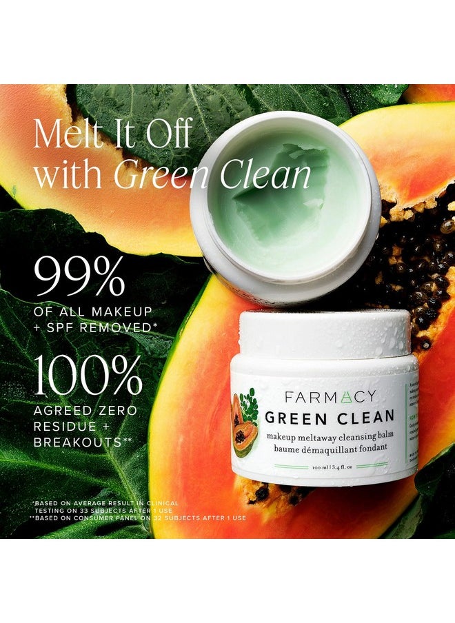 Farmacy Makeup Remover Cleansing Balm - Green Clean Waterproof Makeup Remover + Oil Based Cleanser - Gentle Exfoliating Double Cleanser - Melts From Balm to Milky Lather (200ml)