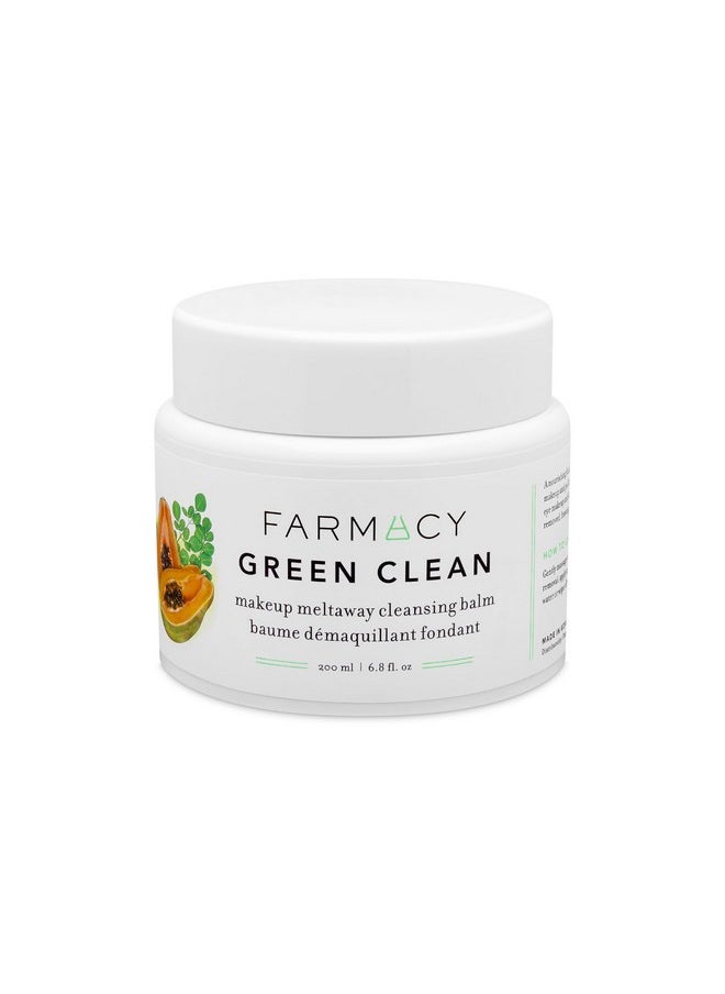 Farmacy Makeup Remover Cleansing Balm - Green Clean Waterproof Makeup Remover + Oil Based Cleanser - Gentle Exfoliating Double Cleanser - Melts From Balm to Milky Lather (200ml)