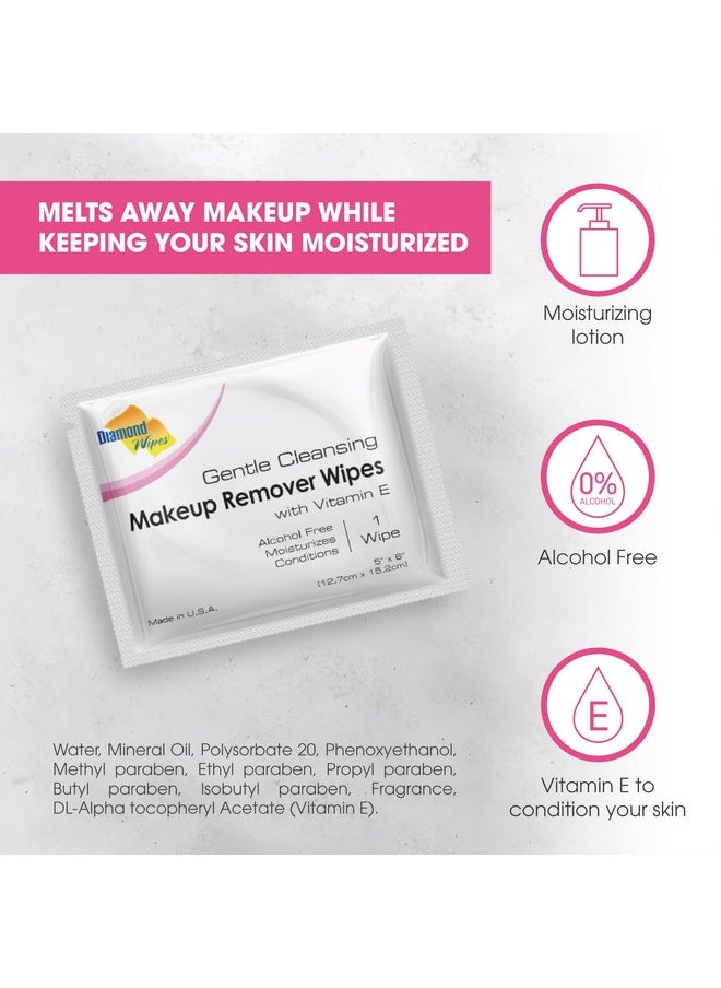 Diamond Wipes Face Cleansing and Waterproof Makeup Remover Wipes, Case of 50 Wipes, Alcohol Free Wipes with Vitamin E