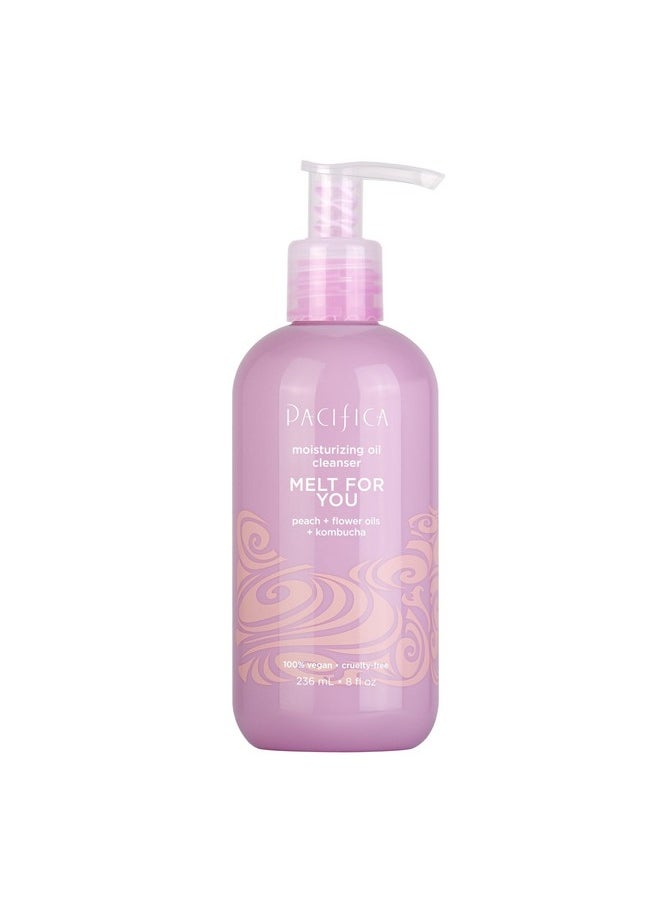 Pacifica Facial Cleanser Oil - Melt For You Daily Hydrating Face Wash & Makeup Remover, Infused w/Kombucha, Botanical & Peach Oils, Natural Scented, Vegan, Clean Beauty, Dermatologist Tested
