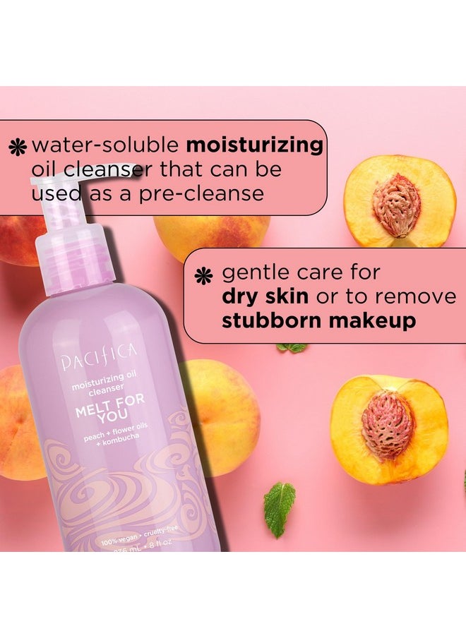 Pacifica Facial Cleanser Oil - Melt For You Daily Hydrating Face Wash & Makeup Remover, Infused w/Kombucha, Botanical & Peach Oils, Natural Scented, Vegan, Clean Beauty, Dermatologist Tested