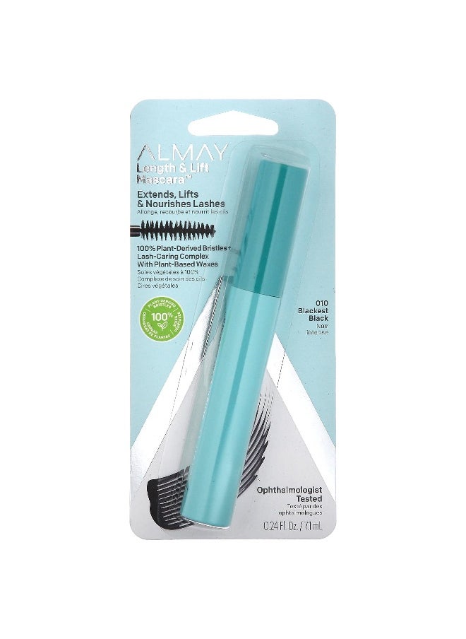 Almay, Length & Lift Mascara, 010 Blackest Black, 0.24 fl oz (7.1 ml)