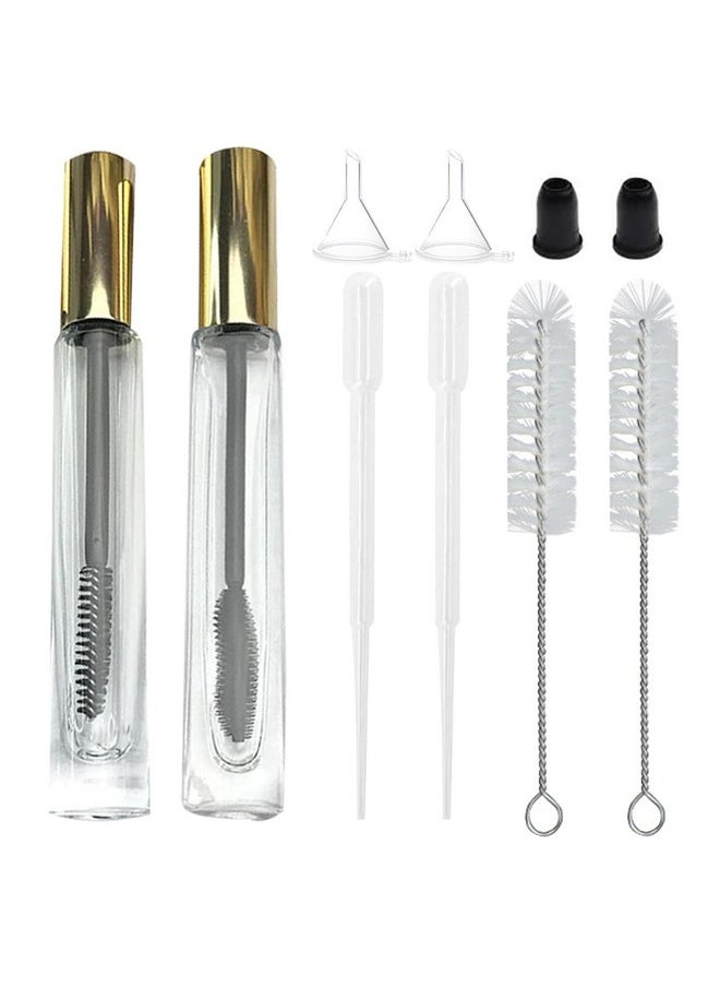 Empty Mascara Tube and Wand Glass, Empty Lip Gloss Tubes with Mascara Wands, Refillable Empty Makeup Containers Clear Mascara Tube, Empty Eyelash Cream Container Bottle (A+B)