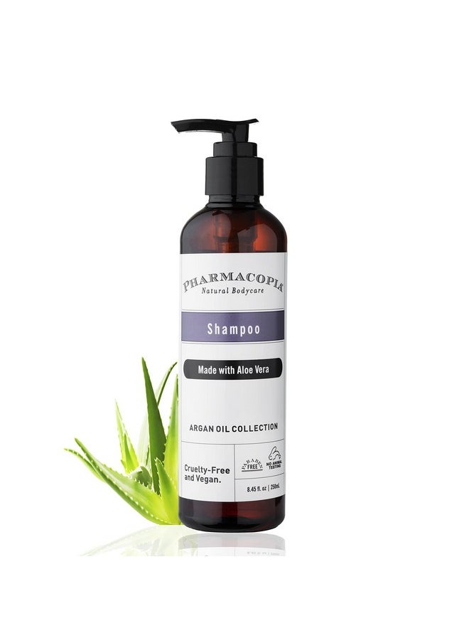 Pharmacopia Argan Oil & Aloe Vera Organic Shampoo Made With Naturally Derived Extracts For All Hair Types, 100% Vegan, Paraben And Sls Free, 250Ml