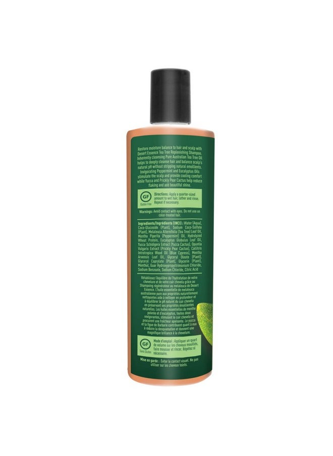 Desert Essence Tea Tree Oil Replenishing Shampoo, 12.7 fl oz, Gluten Free, Vegetarian, Non-GMO, Paraben Free - Moisture Replenishing Shampoo with Peppermint & Eucalyptus Oils to Deeply Cleanse Hair