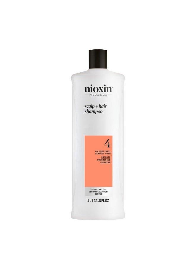Nioxin System 4 Scalp + Hair Shampoo - Hair Thickening Shampoo For Damaged Hair with Progressed Thinning, 33.8 fl oz (Packaging May Vary)