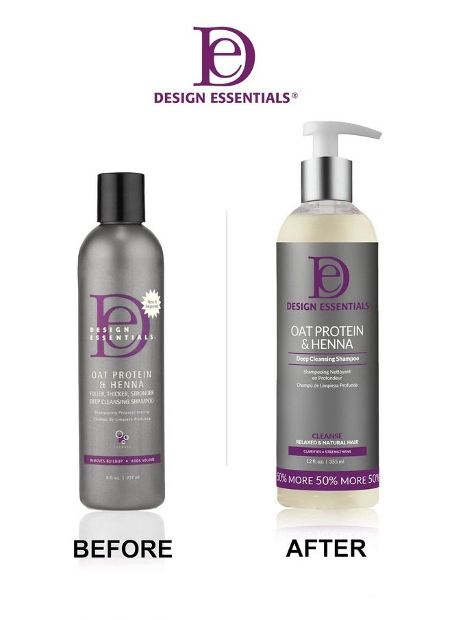 Design Essentials Oat Protein & Henna Deep Cleansing Shampoo, to Clarify, Strengthen, and Add Volume for All Hair Types, 12 Fl Oz.