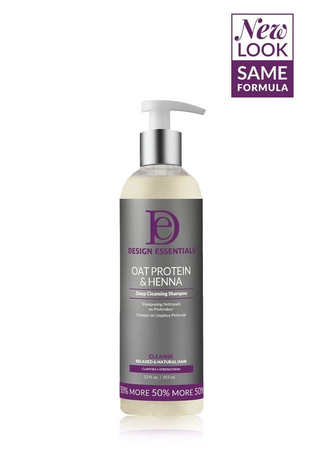 Design Essentials Oat Protein & Henna Deep Cleansing Shampoo, to Clarify, Strengthen, and Add Volume for All Hair Types, 12 Fl Oz.