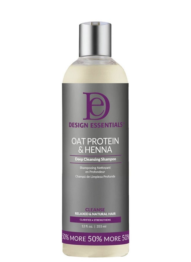 Design Essentials Oat Protein & Henna Deep Cleansing Shampoo, to Clarify, Strengthen, and Add Volume for All Hair Types, 12 Fl Oz.