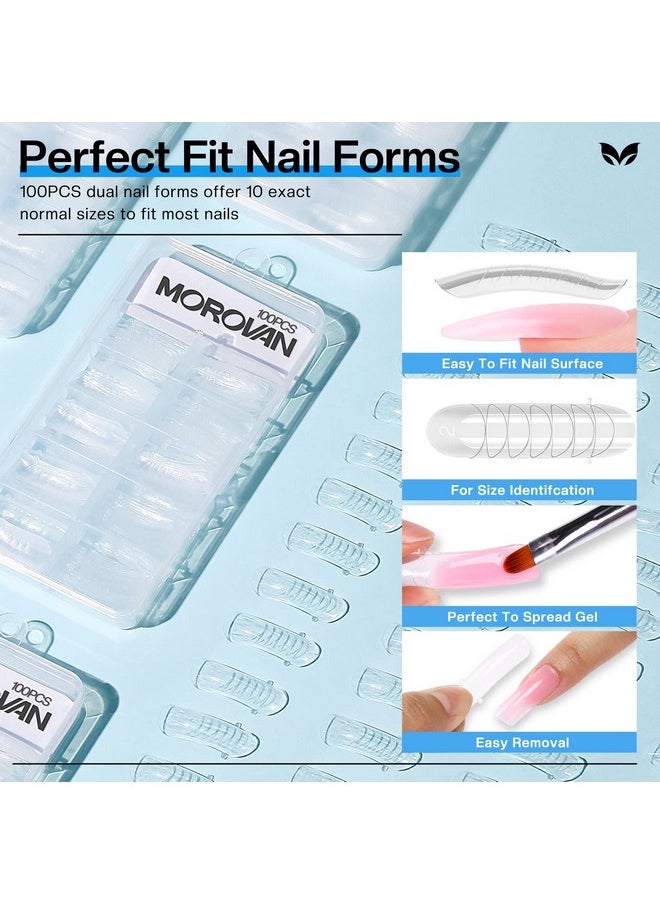 Morovan Nail Slip Solution - 2.5oz Anti-Stick Gel Liquid for Poly Gel Nails with Dual-Ended Brush - For Beginners