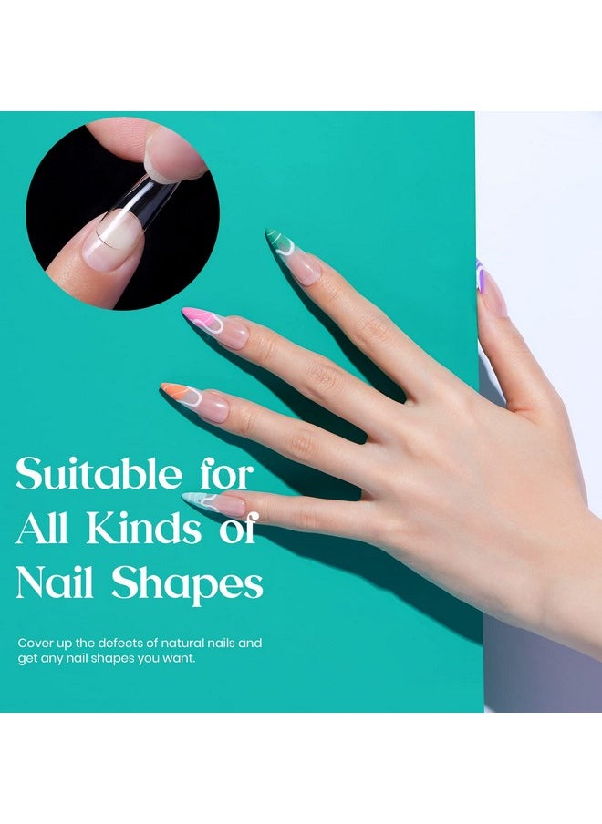 Beetles Stiletto Nail Tips-500Pcs Medium Clear Stiletto Nail Tips, Pre Shaped Clear Full Cover False Nails for Gel Polish Art Soak Off Lamp Easy Nail Extensions Acrylic False Nail Tips