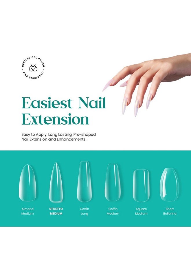 Beetles Stiletto Nail Tips-500Pcs Medium Clear Stiletto Nail Tips, Pre Shaped Clear Full Cover False Nails for Gel Polish Art Soak Off Lamp Easy Nail Extensions Acrylic False Nail Tips
