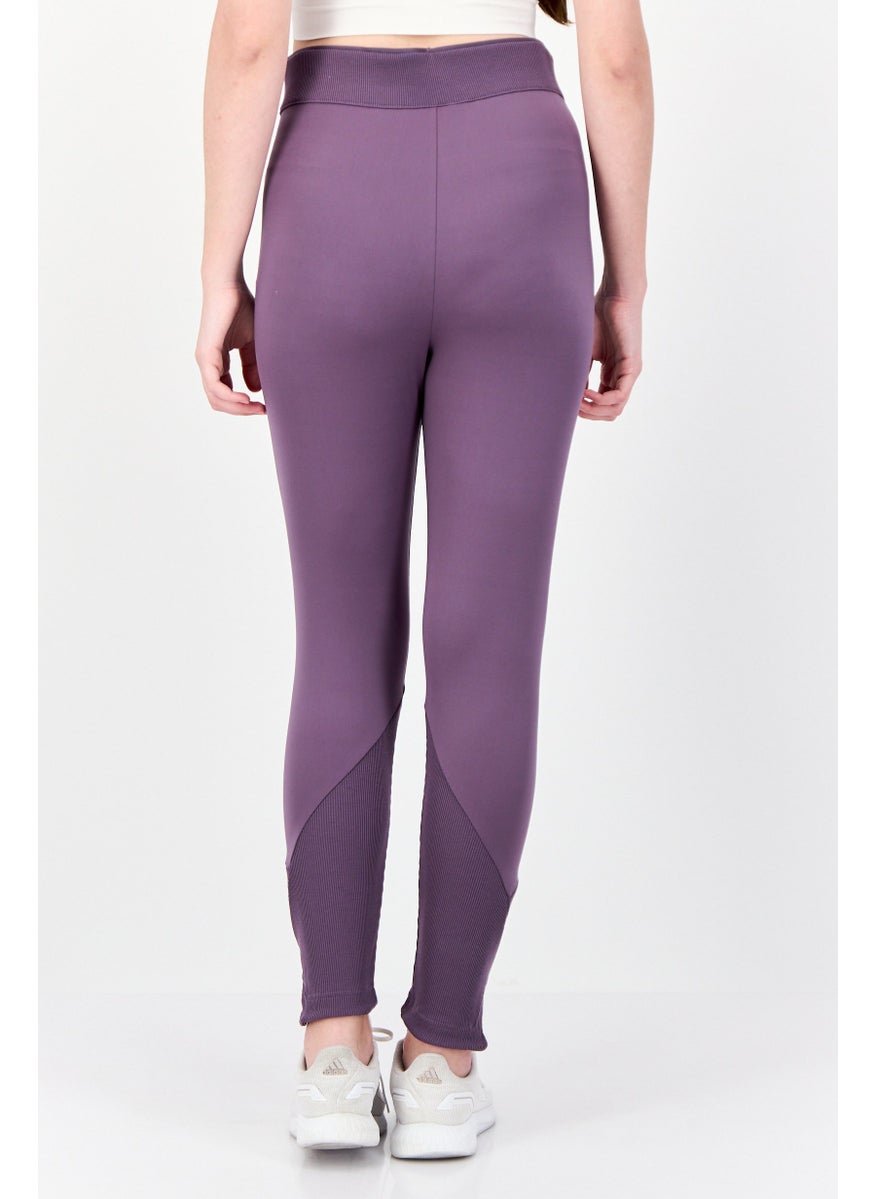 Women Full-Length Style Brand Logo leggings, Purple