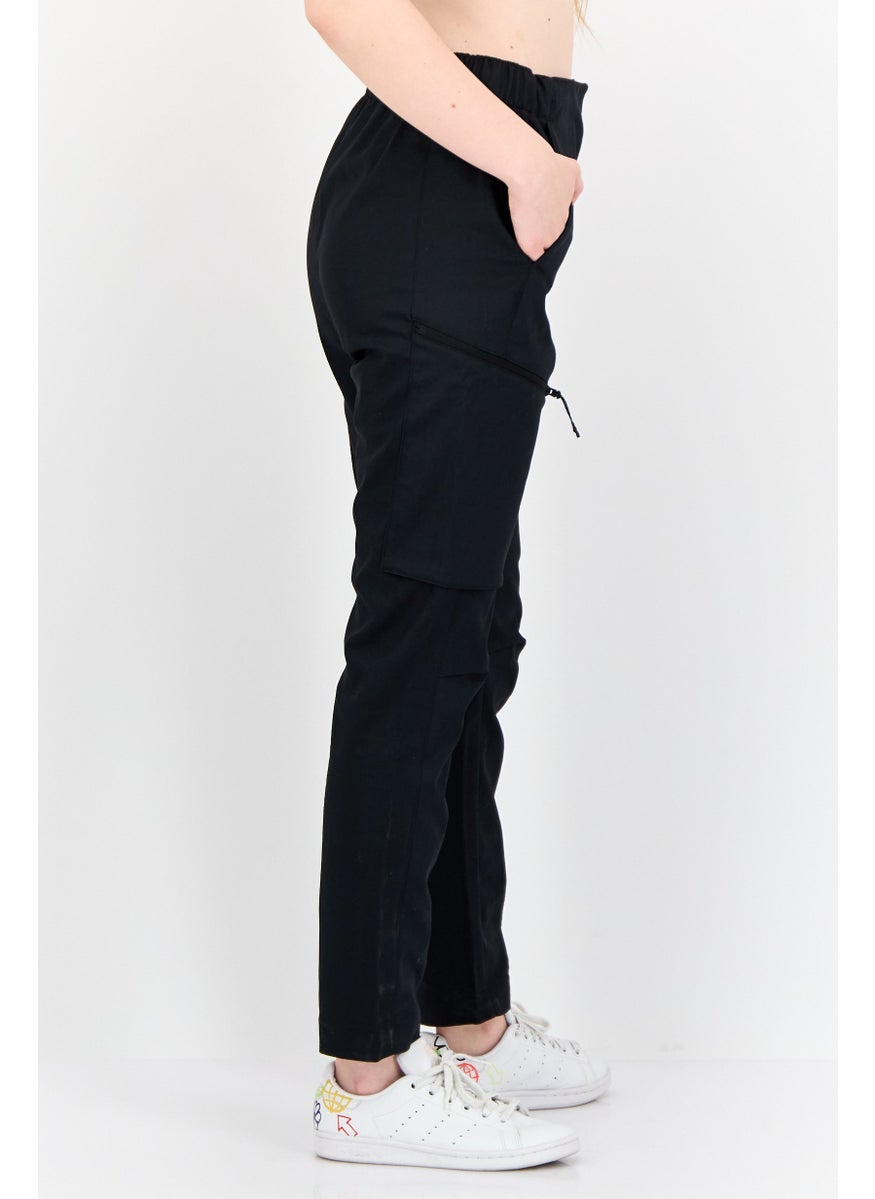 Women Sportswear Fit Drawstring Training Track Pants, Black