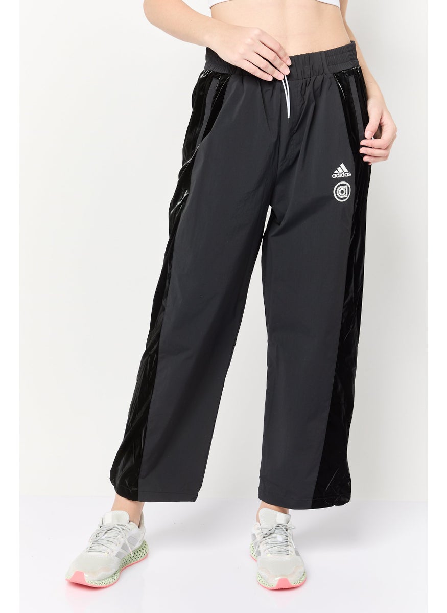 Women Sportswear Fit Drawstring Training Track Pants, Black